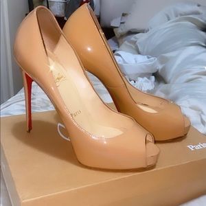 Louboutin new prive 120 patent Nude